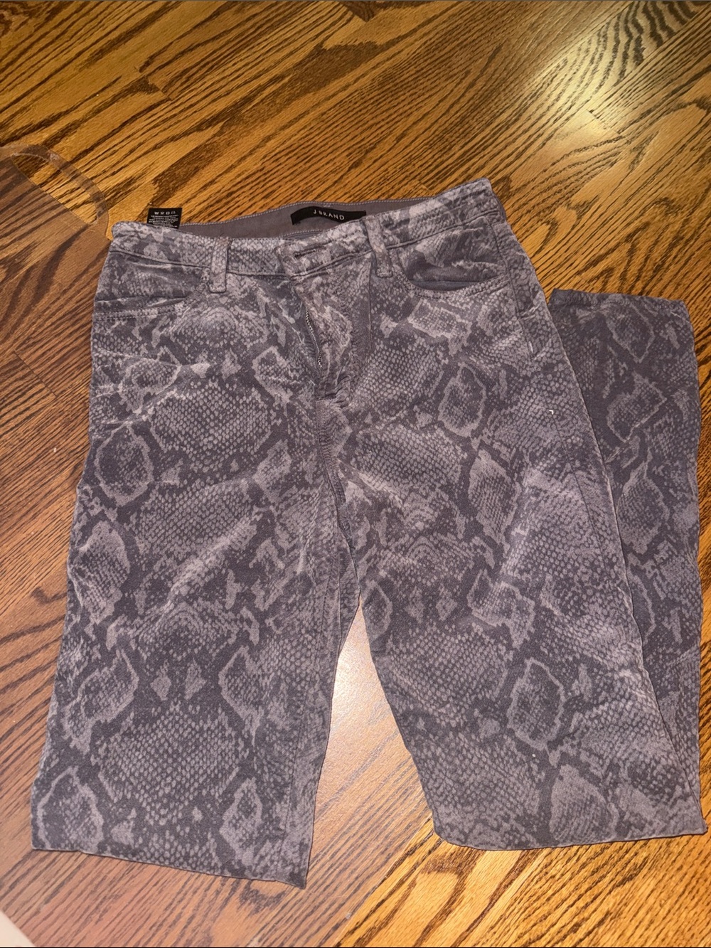 J Brand Charcoal Snake-Print Straight Leg Jeans